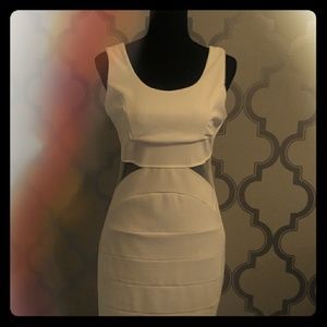 White Dress Bodycon Bandage  Mesh Panels Club